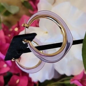 Vintage Earrings Light Transparent Purple with Gold Excelent Condition